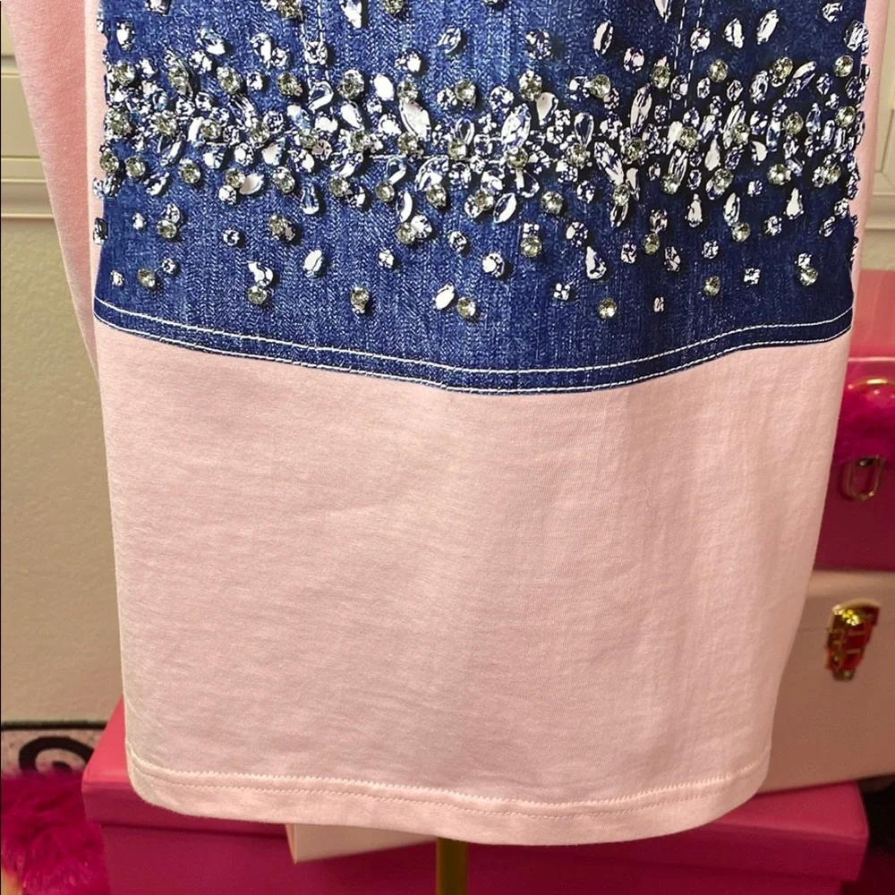 Rhinestone Denim Illusion Tee - Picture 5 of 7